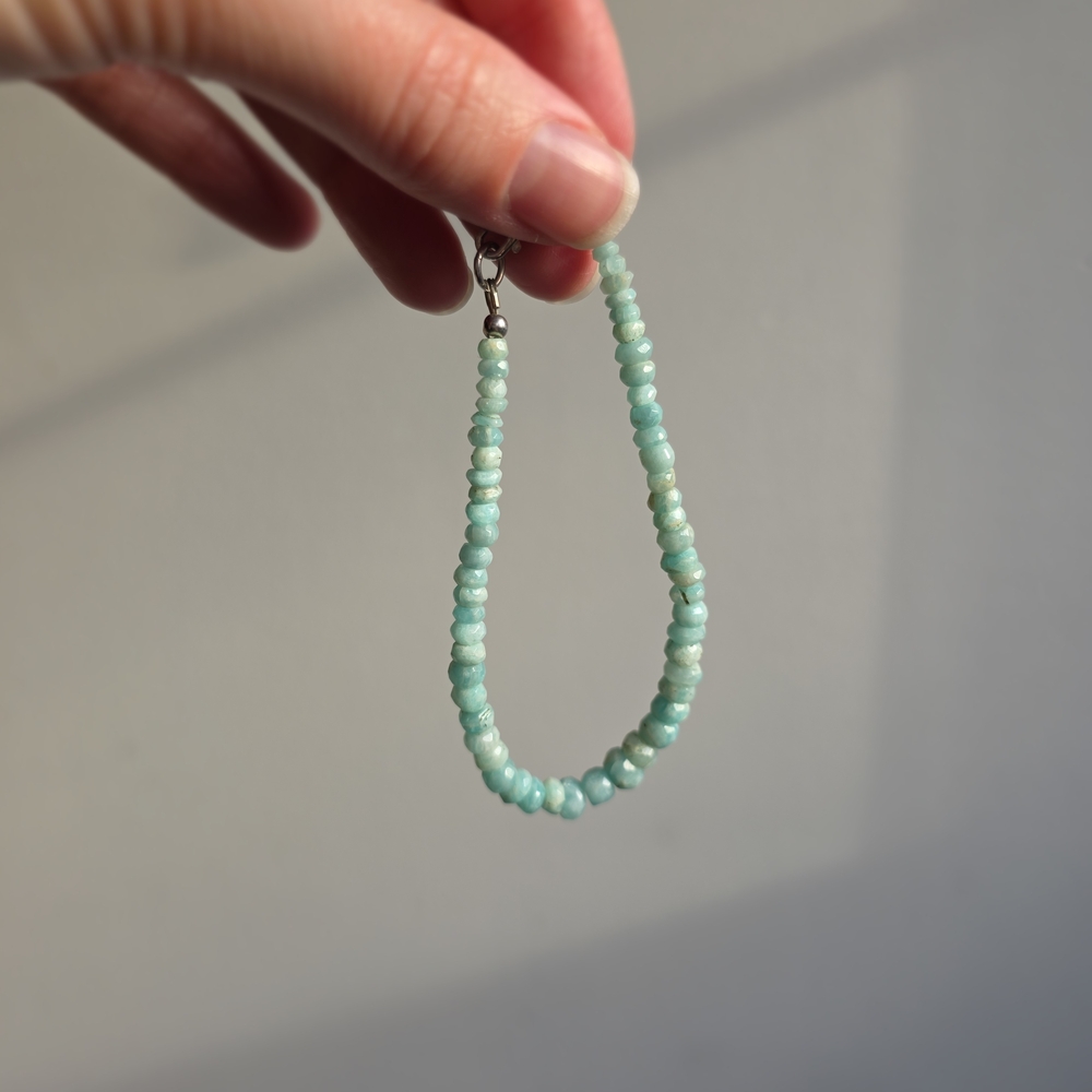Genuine Amazonite Beaded Bracelet w/Sterling Silver Clasp